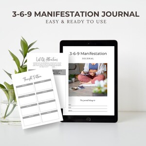 Manifestiere Deine Träume: 3-6-9 Digital Manifestation Journal, druckbares Journal, digitale Journals