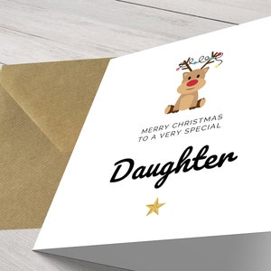 Dochterkerstkaart, minimalistisch, vrolijk kerstfeest dochter, meisje kerstmis, vrolijk kerstfeest, kerstcadeau, kerstkaart, klein meisje