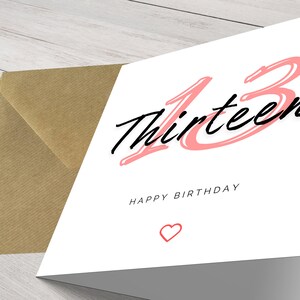 Personalisierte Chic Minimalist Modern Milestone 13. Geburtstagskarte für sie - Elegante Grüße für einen besonderen Tag