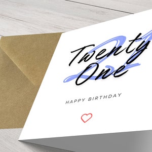 Personalisierte Chic Minimalist Modern Milestone 21. Geburtstagskarte für ihn - Elegante Grüße für einen besonderen Tag