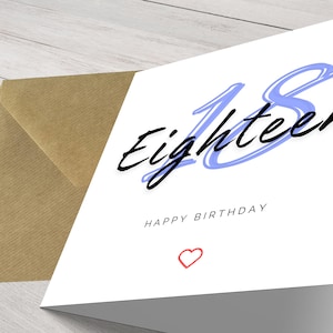 Personalisierte Chic Minimalist Modern Milestone 18. Geburtstagskarte für ihn - Elegante Grüße für einen besonderen Tag