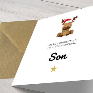 Zoon kerstkaart, minimalistisch, vrolijk kerstfeest zoon, jongen kerst, vrolijk kerstfeest, kerstcadeau, kerstkaart, kleine jongen