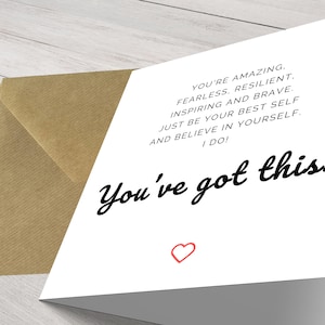 Abbraccia la gioia con questo allegro biglietto di buona fortuna con la scritta "You've Got This" – Saluti fatti a mano per ogni occasione