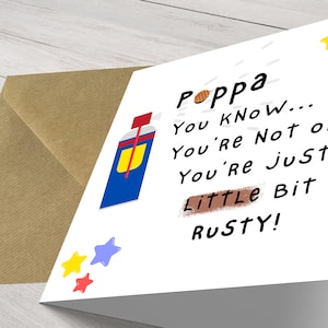 Divertenti auguri di buon compleanno per Poppa - Biglietto fatto a mano con amore, biglietto di compleanno minimalista per Poppa