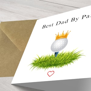 Divertente biglietto di auguri per la festa del papà con golf, auguri personalizzati per il miglior papà alla pari! Design unico fatto a mano