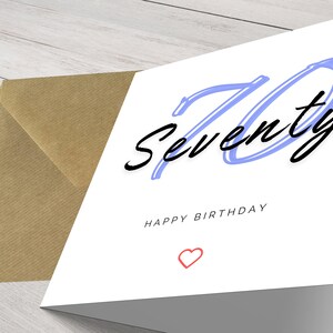 Personalisierte Chic Minimalist Modern Milestone 70th Birthday Karte für ihn - Elegante Grüße für einen besonderen Tag