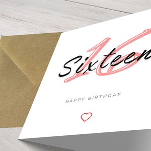 Personalisierte Chic Minimalist Modern Milestone 16. Geburtstagskarte für sie - Elegante Grüße für einen besonderen Tag