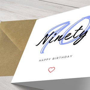 Personalisierte Chic Minimalist Modern Meilenstein 90. Geburtstagskarte für ihn - Elegante Grüße für einen besonderen Tag