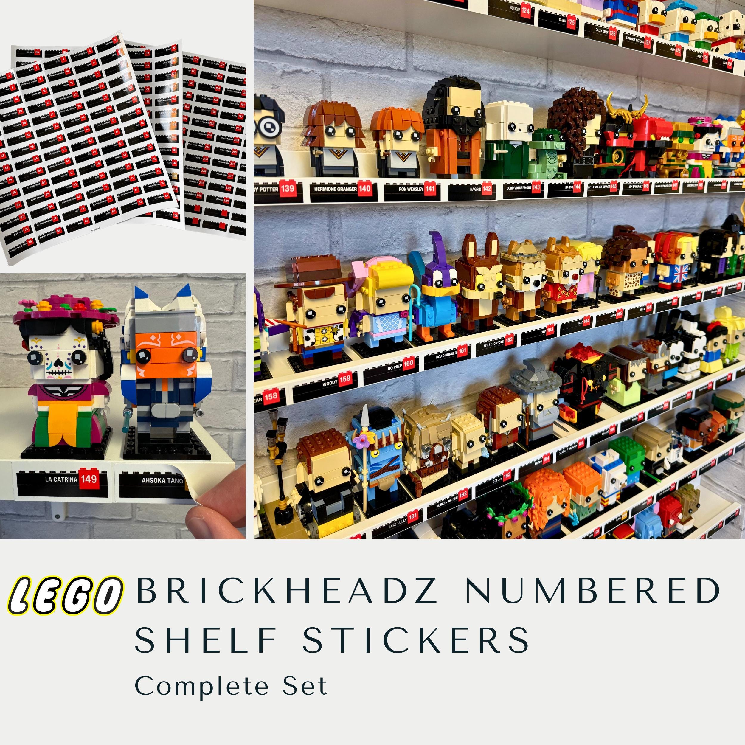 Lego Brickheadz Full Set Numbered Shelf Stickers Custom Stand Labels on Vinyl Sheets Complete Collection 1 to 252 and Exclusive Releases Etsy