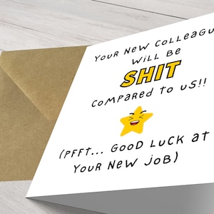 Vos nouveaux collègues vont être chiants ! Carte porte-bonheur « Bonne chance dans votre nouvel emploi », nouvel emploi personnalisé, désolé de votre départ, carte de voeux
