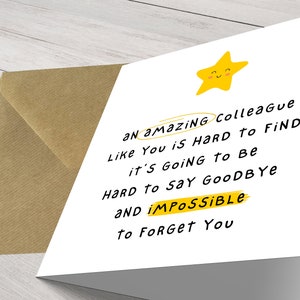 Un collègue incroyable comme vous ! Carte porte-bonheur « Impossible d'oublier », nouvel emploi personnalisé, désolé de votre départ, carte de voeux