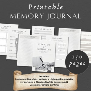 Capture toda una vida de recuerdos con nuestro diario imprimible de 150 páginas: perfecto para historias familiares, regalo atemporal para crear legados duraderos