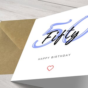 Personalisierte Chic Minimalist Modern Milestone 50. Geburtstagskarte für ihn - Elegante Grüße für einen besonderen Tag