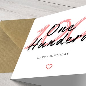 Personalisierte Chic Minimalist Modern Milestone 100th Birthday Karte für sie - Elegante Grüße für einen besonderen Tag