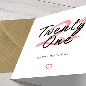 Personalisierte Chic Minimalist Modern Milestone 21. Geburtstagskarte für sie - Elegante Grüße für einen besonderen Tag