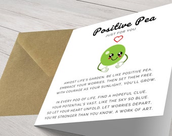 Positive Pea Card, Anxiety, Hope, Just For You, Hard Times, Friend Card