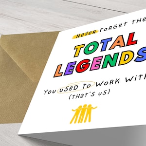 N'oubliez jamais le TOTAL LEDGENDS ! Carte porte-bonheur « Vous travailliez avec », nouvel emploi personnalisé, désolé de votre départ, carte de voeux