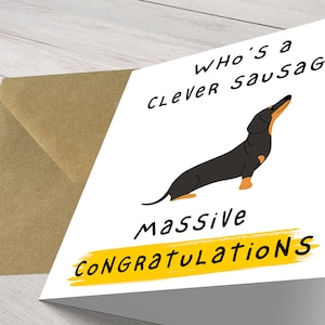 Qui est une saucisse intelligente ! Carte porte-bonheur « Félicitations massives », nouvel emploi personnalisé, désolé de votre départ, carte de voeux
