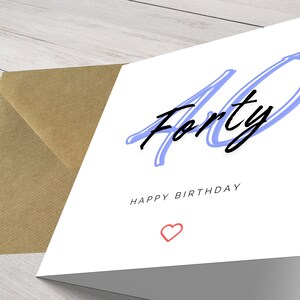 Personalisierte Chic Minimalist Modern Milestone 40th Birthday Karte für ihn - Elegante Grüße für einen besonderen Tag