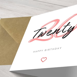 Personalisierte schicke minimalistische moderne Meilensteinkarte zum 20
