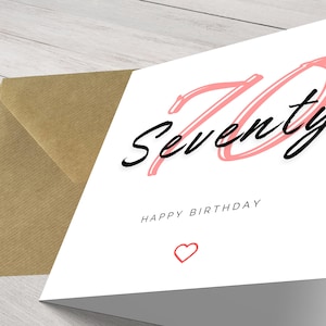 Personalisierte Chic Minimalist Modern Milestone 70th Birthday Karte für sie - Elegante Grüße für einen besonderen Tag