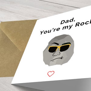 Carte drôle de fête des pères - papa, tu es mon roc, voeux personnalisés, conception unique à la main