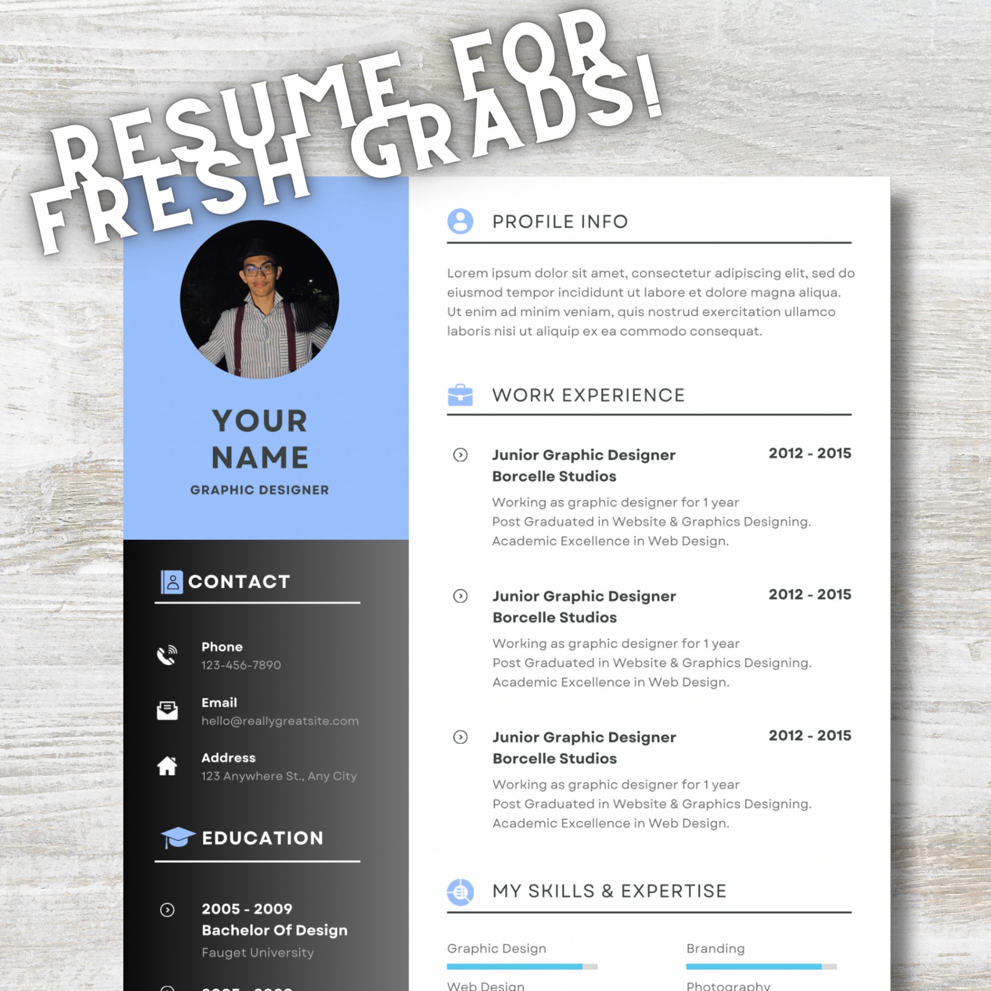 Canva Resume Template for Fresh Graduates/finding Jobs Edit in Canva - Etsy