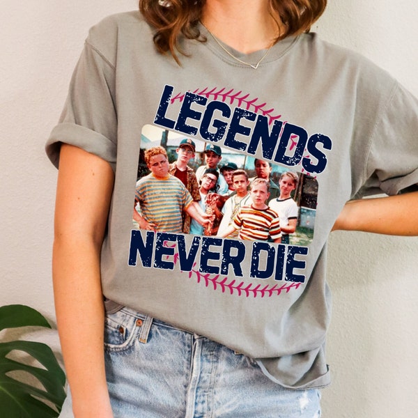 Camisa Comfort Colors de la década de 1990 Sandlot Legends Never Die Squad Crew, camiseta unisex de gran tamaño para adultos, camiseta juvenil, camiseta Comfort Colors.