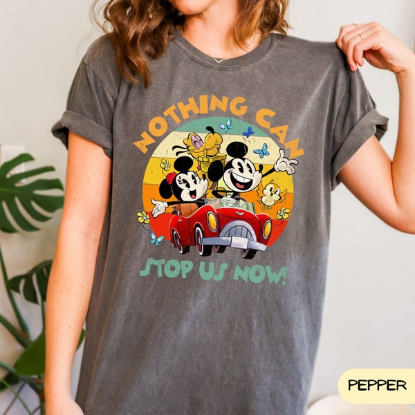 Comfort Colors Disney Mickey & Minnie Runaway Railway Front and Back Nothing Can Stop Us Now Shirt, Magic Kingdom Disneyland Family Vacation