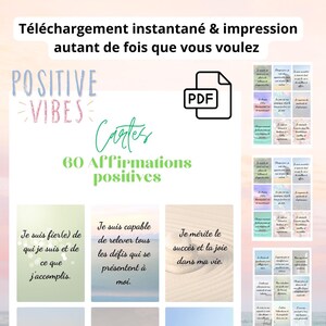 60 Cartes d'Affirmations Positives à Imprimer – Cultivez Sérénité et Motivation au Quotidien"