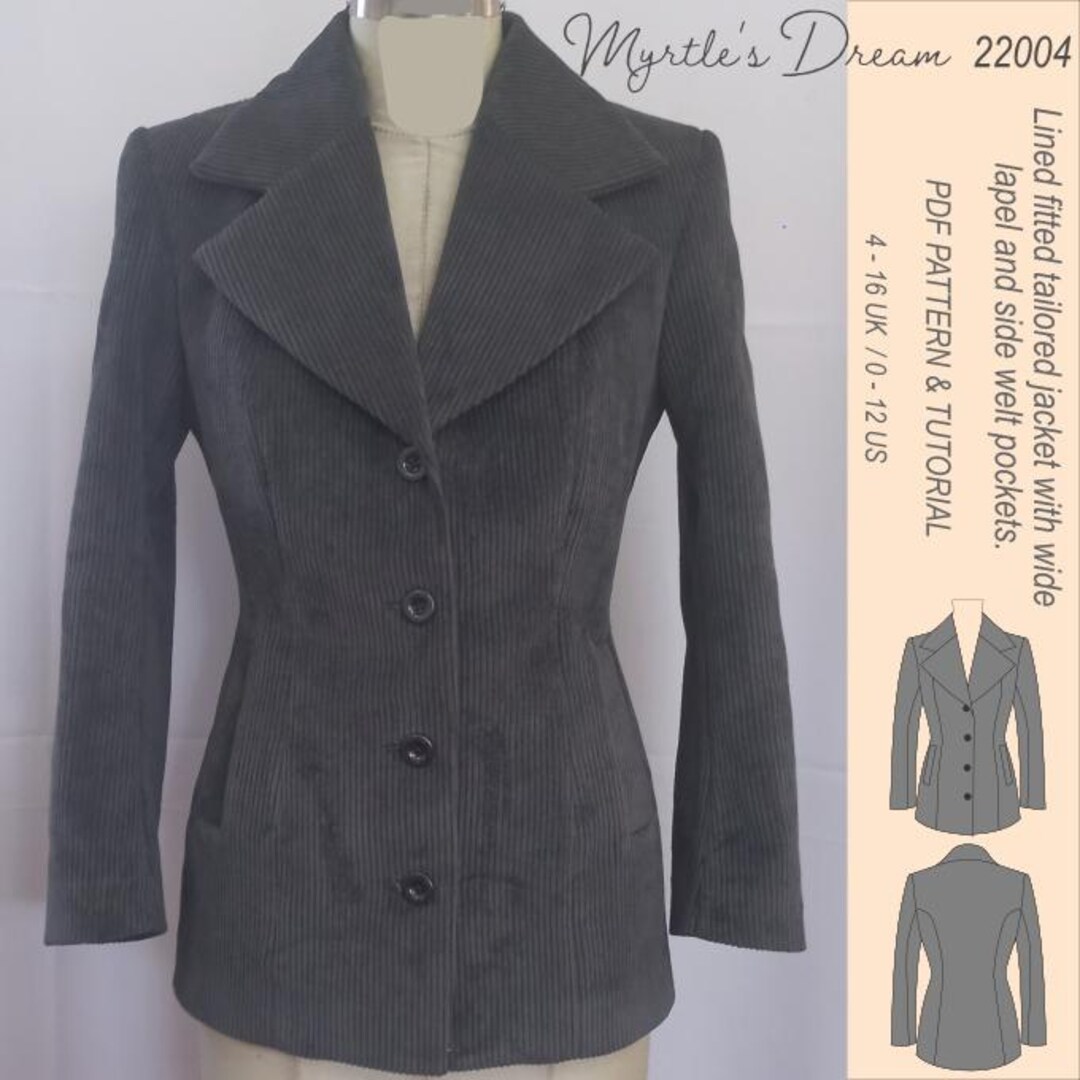 Tailored Jacket Sewing Pattern: Lined With a Wide Lapel. (sizes 4-16 UK ...
