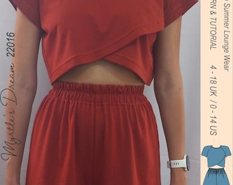 Loungewear Set Sewing Pattern: Wrap Top & Shorts (PDF Pattern)