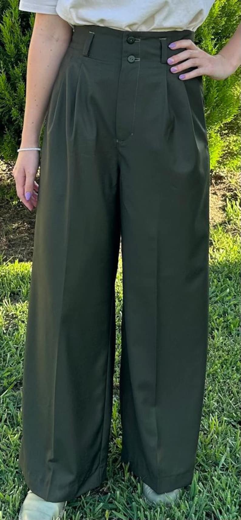 Wide Leg Trouser Sewing Pattern: High Waist Pleated Pants (PDF) Etsy