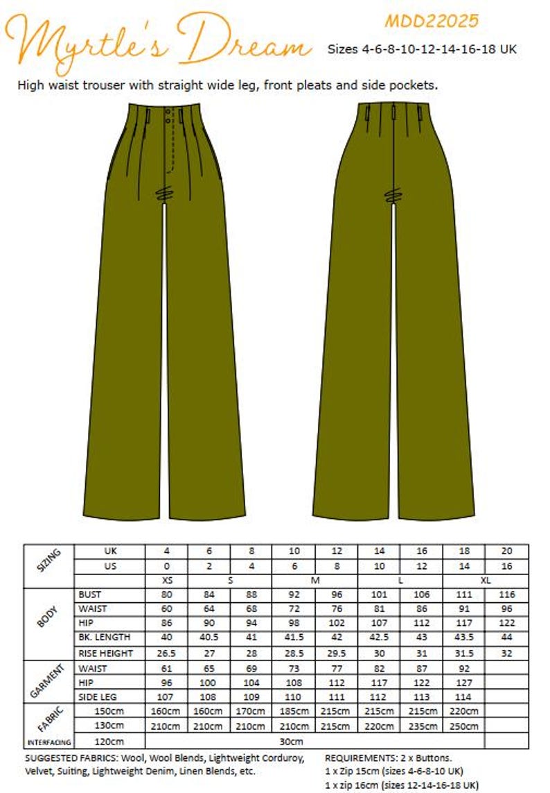 Wide Leg Trouser Sewing Pattern High Waist Pleated Pants (PDF) Etsy — free download