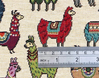 LLAMA SMALL TAPESTRY Fabric - Curtains Upholstery Cotton Mix -  Llama Small