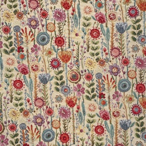 KEW GARDENS FLORAL: Curtains Upholstery Cotton Mix Tapestry Fabric