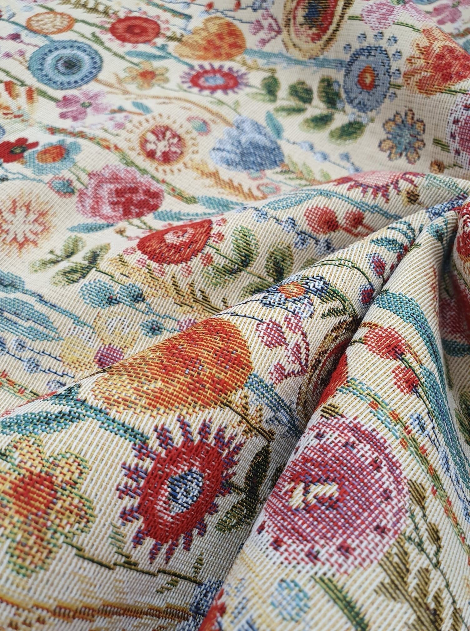 KEW GARDENS FLORAL Curtains Upholstery Cotton Mix Tapestry Fabric Etsy