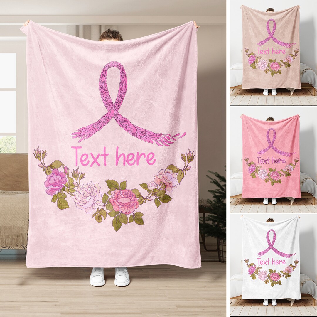 Personalized Breast Cancer Blanket Pink Ribbon Blanket Etsy