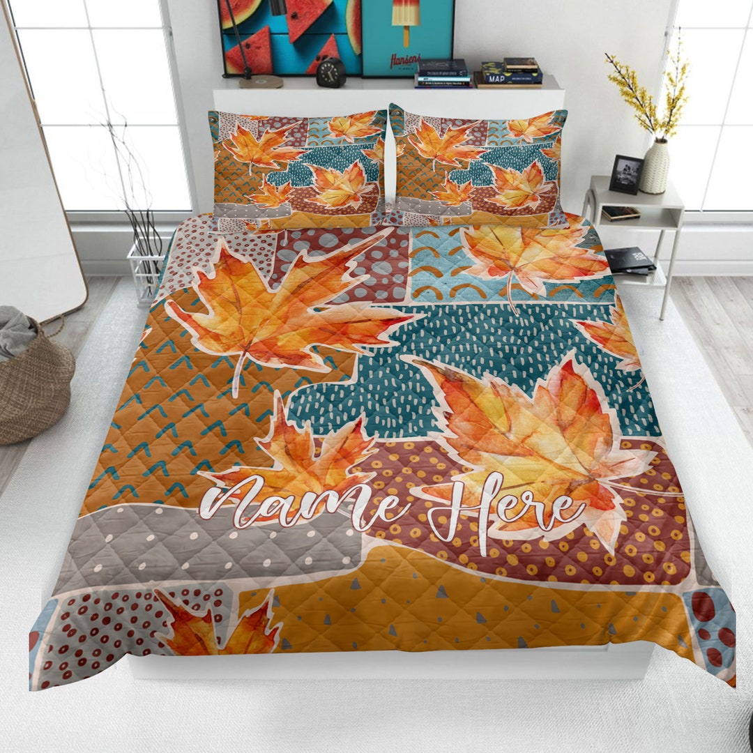 Personalized Autumn Quilt Set Autumn Leaves Quilt Blanket & - Etsy