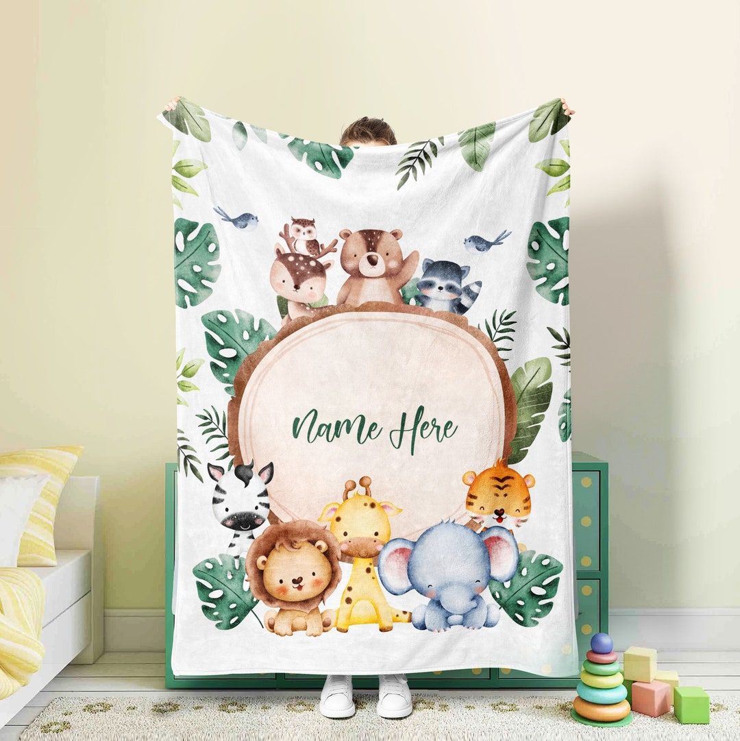 Personalized Woodland Baby Blanket Safari Fleece Blanket Etsy