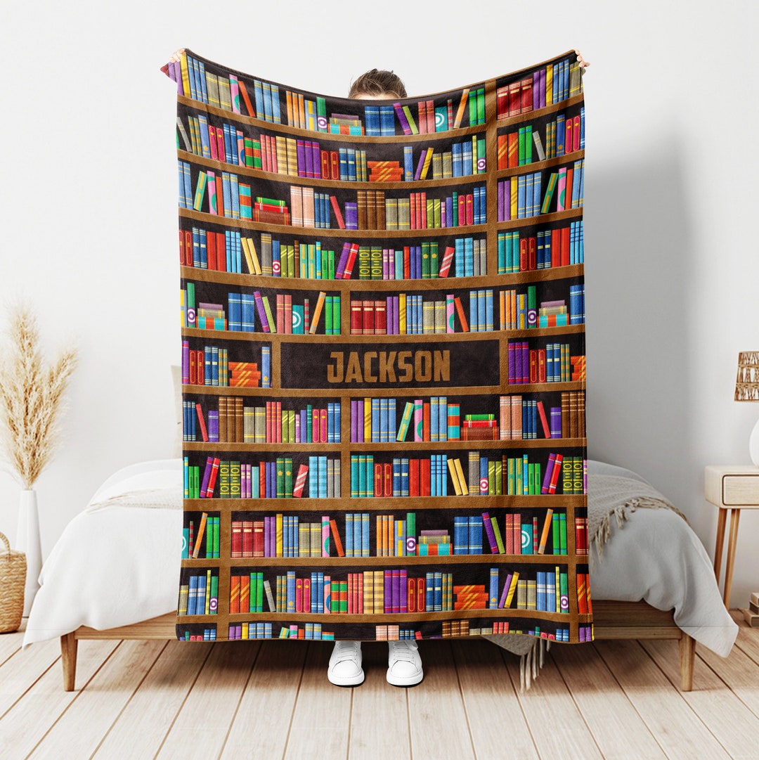 Personalized Book Blanket Bookshelf Blanket Custom Name Soft Etsy UK