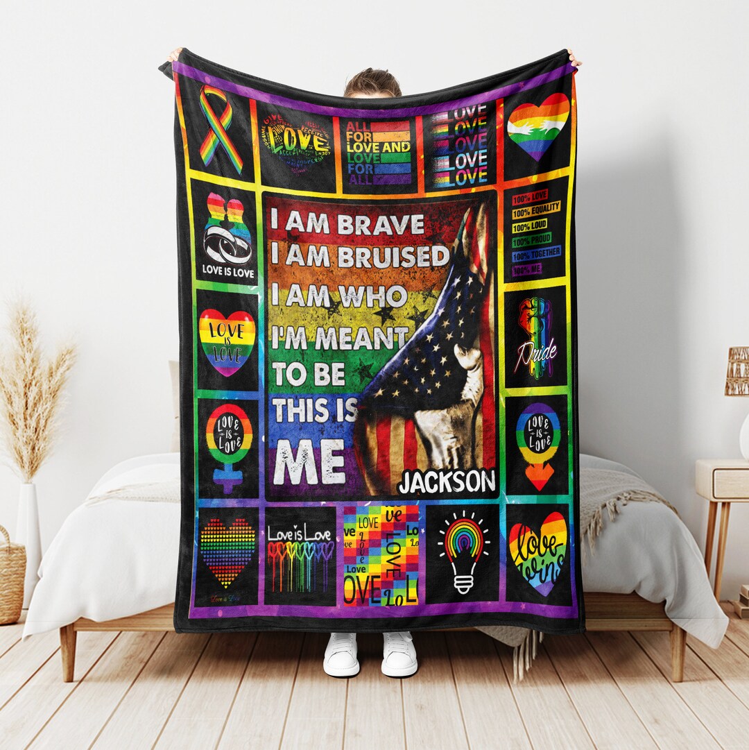 Personalized LGBT Blanket Rainbow Flag Blanket Custom Name - Etsy