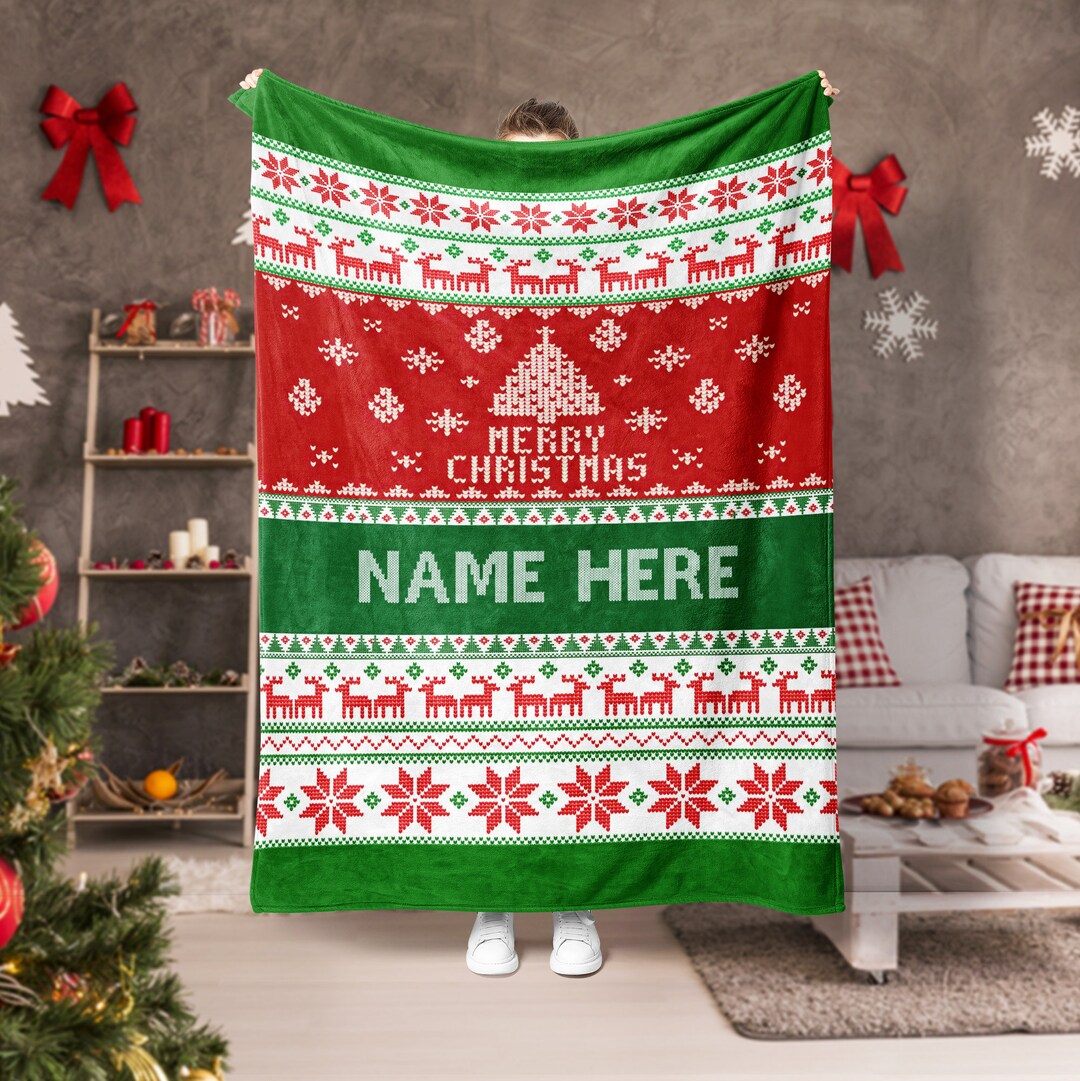 Personalized christmas blanket ugly christmas blanket custom etsy