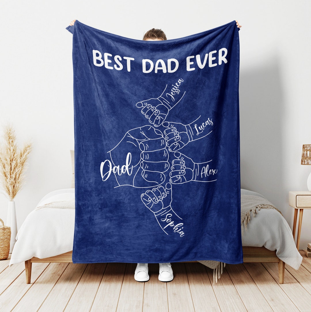 Personalized Dad Blanket Dad & Child Fist Bump Blanket Etsy