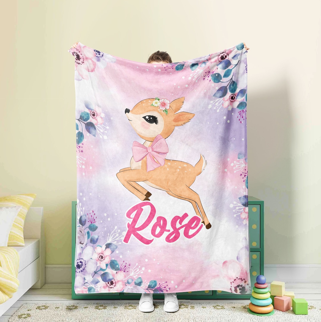 Personalized Deer Baby Blanket Baby Deer Woodland Fleece Etsy