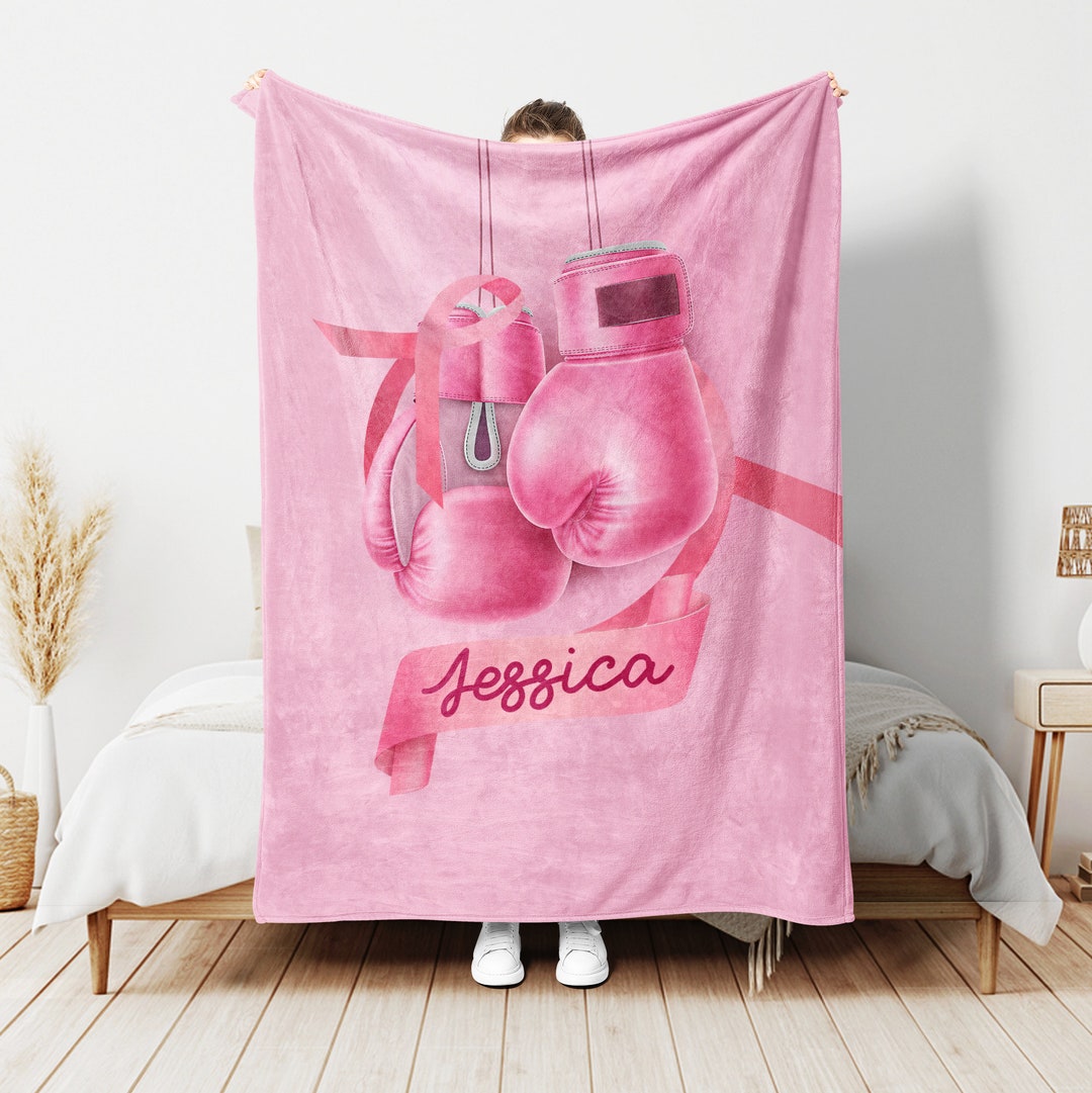 Personalized Breast Cancer Blanket Pink Ribbon Blanket Etsy