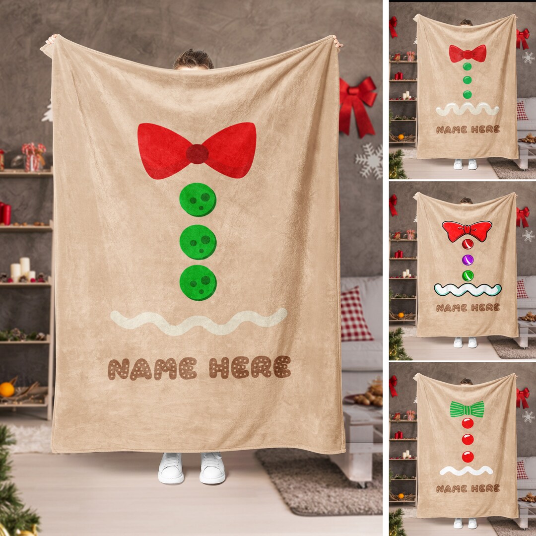 Personalized Christmas Blanket Gingerbread Blanket Custom Etsy