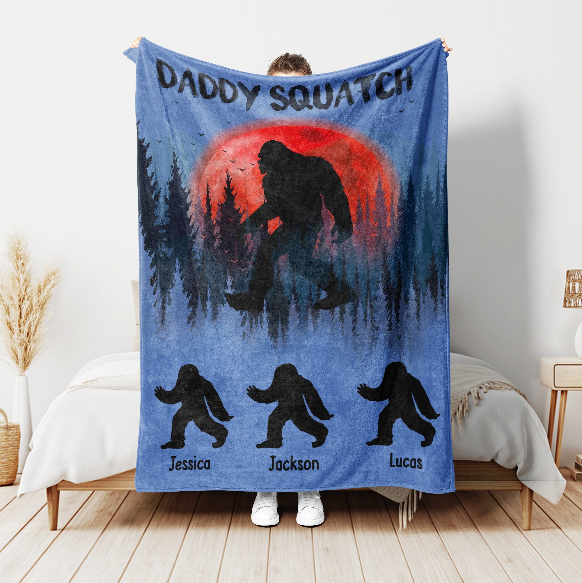 Personalized Dad Blanket Papasquatch Bigfoot Blanket Custom Etsy