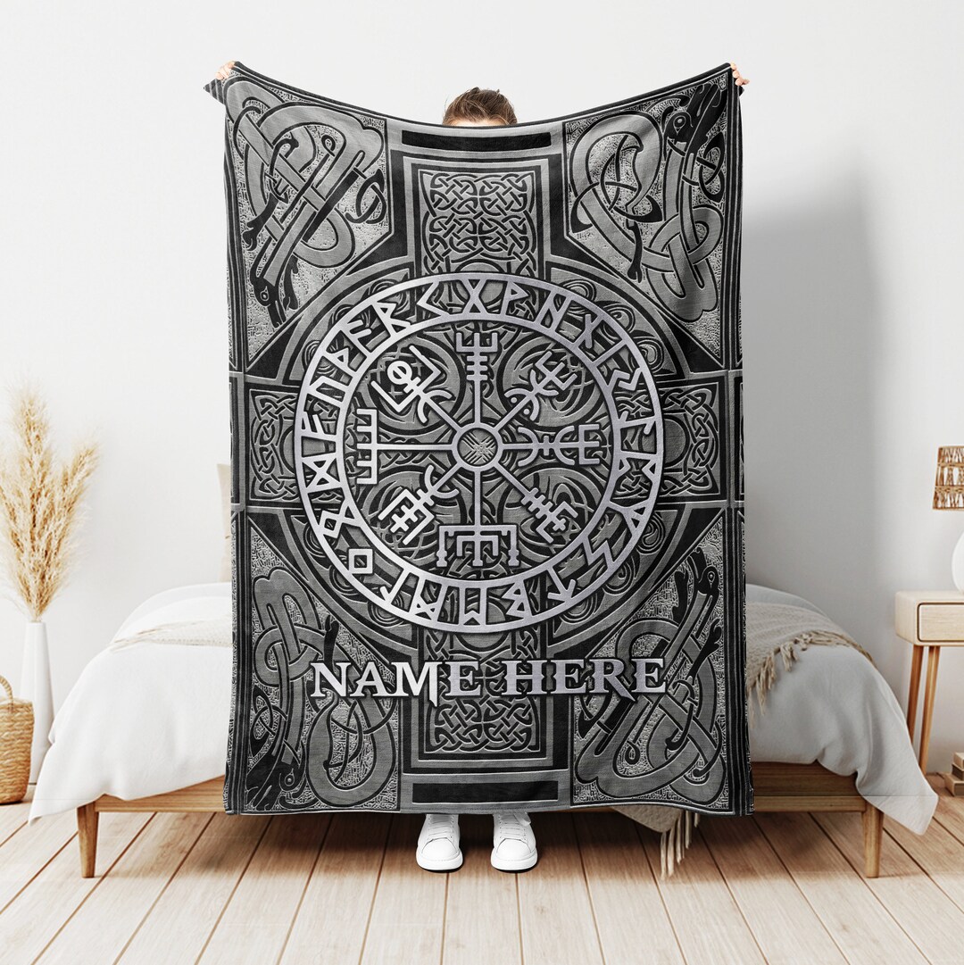 Personalized Viking Blanket Viking Vegvisir Blanket Custom Etsy