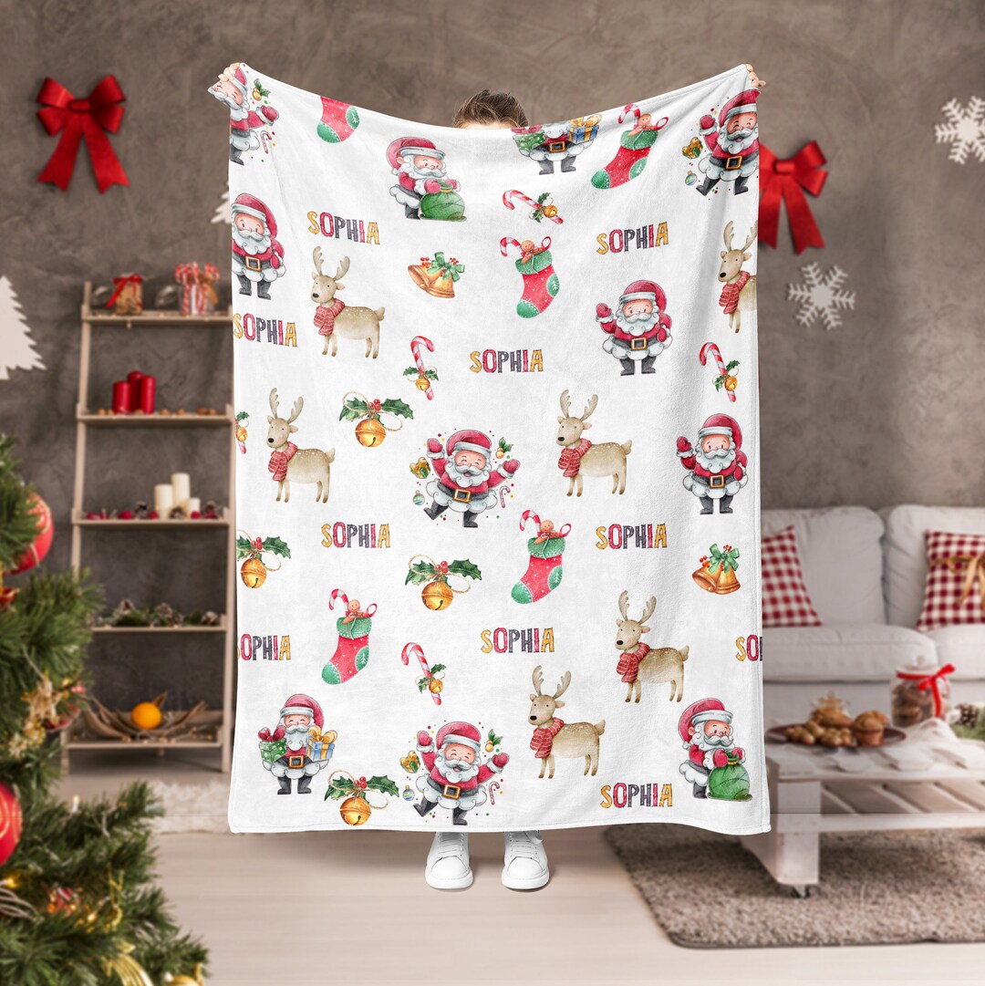 Personalized Christmas Blanket Xmas Baby Blanket Custom Name Etsy